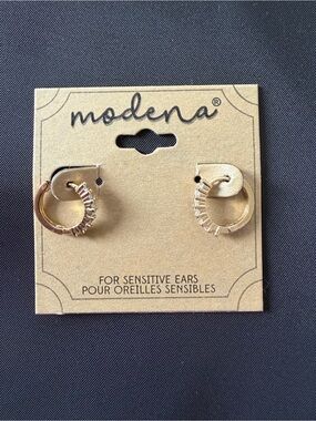 Modena Gold Crystal Accent Hoop Earrings - Hypoallergenic
